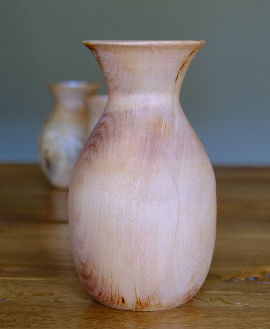 Hand‑Turned Wooden Candle Holder with Natural Heart Inclusion – 20CM