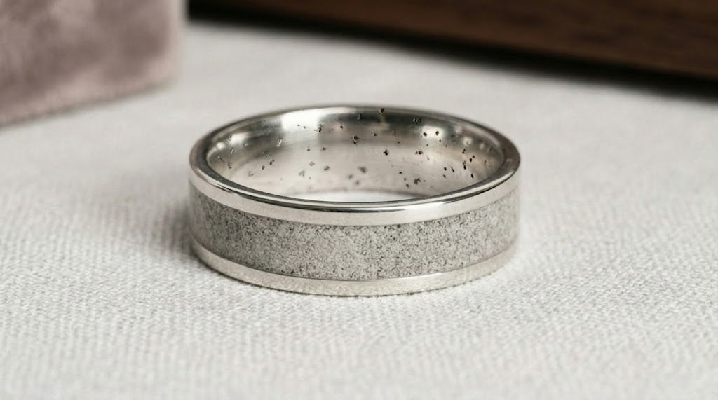 Cremation Ashes Sterling Silver Inlay Ring