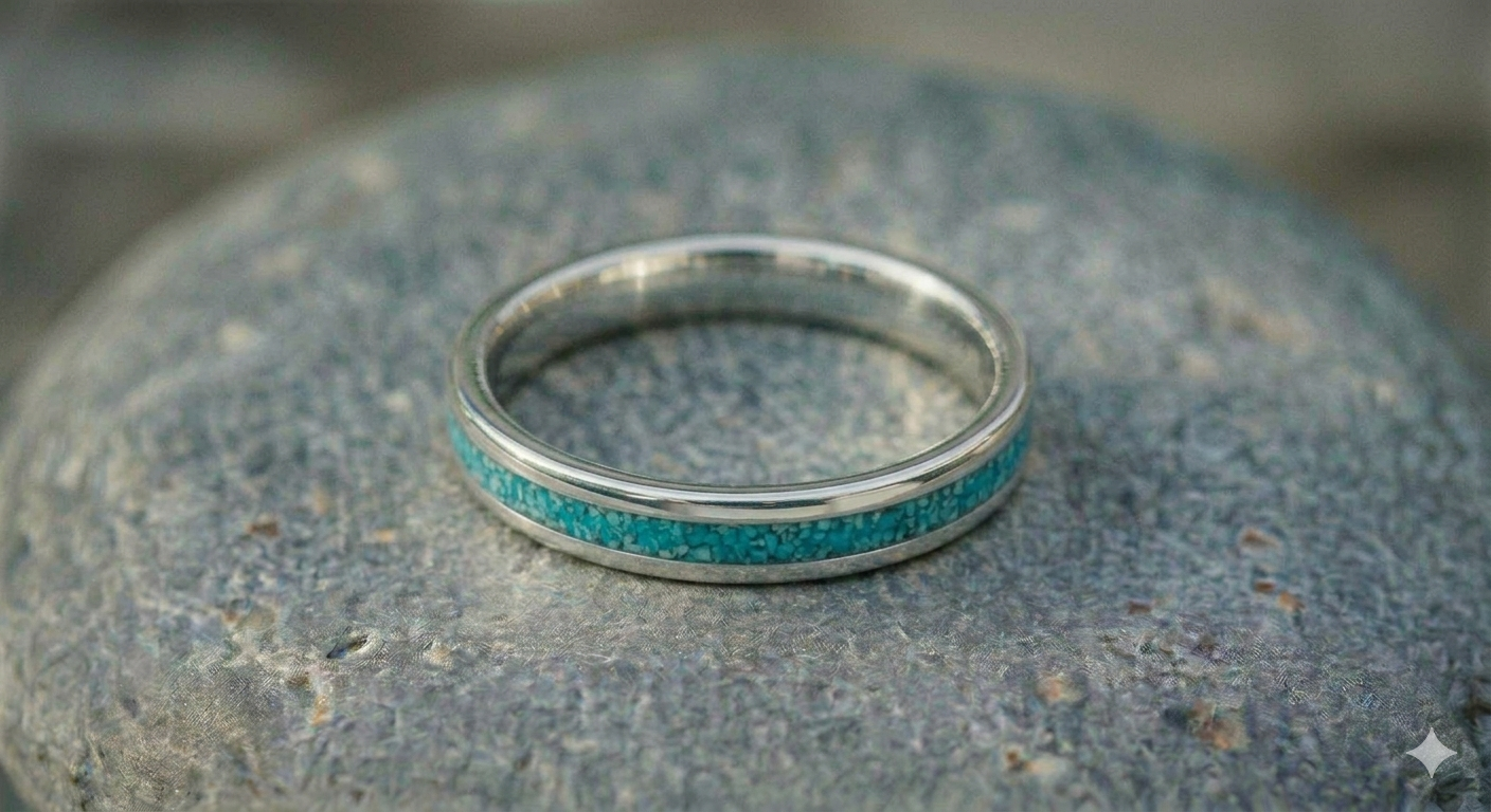 Sterling Silver & Crushed Turquoise Inlay Ring