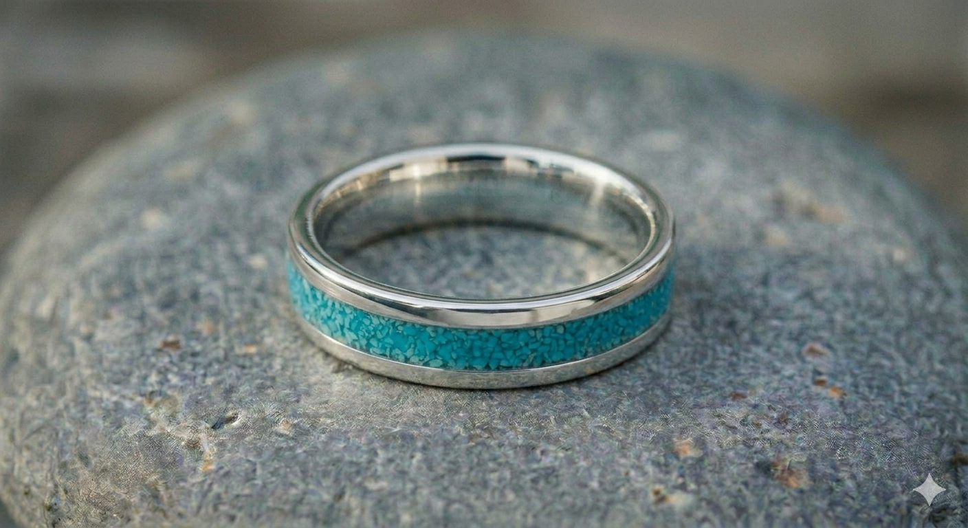 Sterling Silver & Crushed Turquoise Inlay Ring