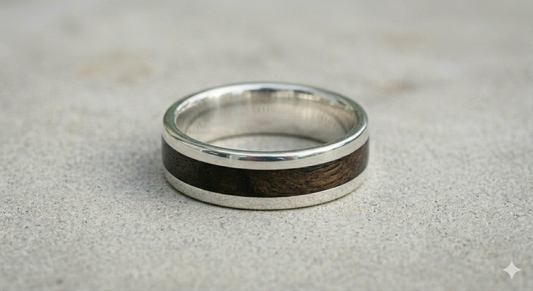 Sterling Silver & Stained Irish Oak Inlay Ring
